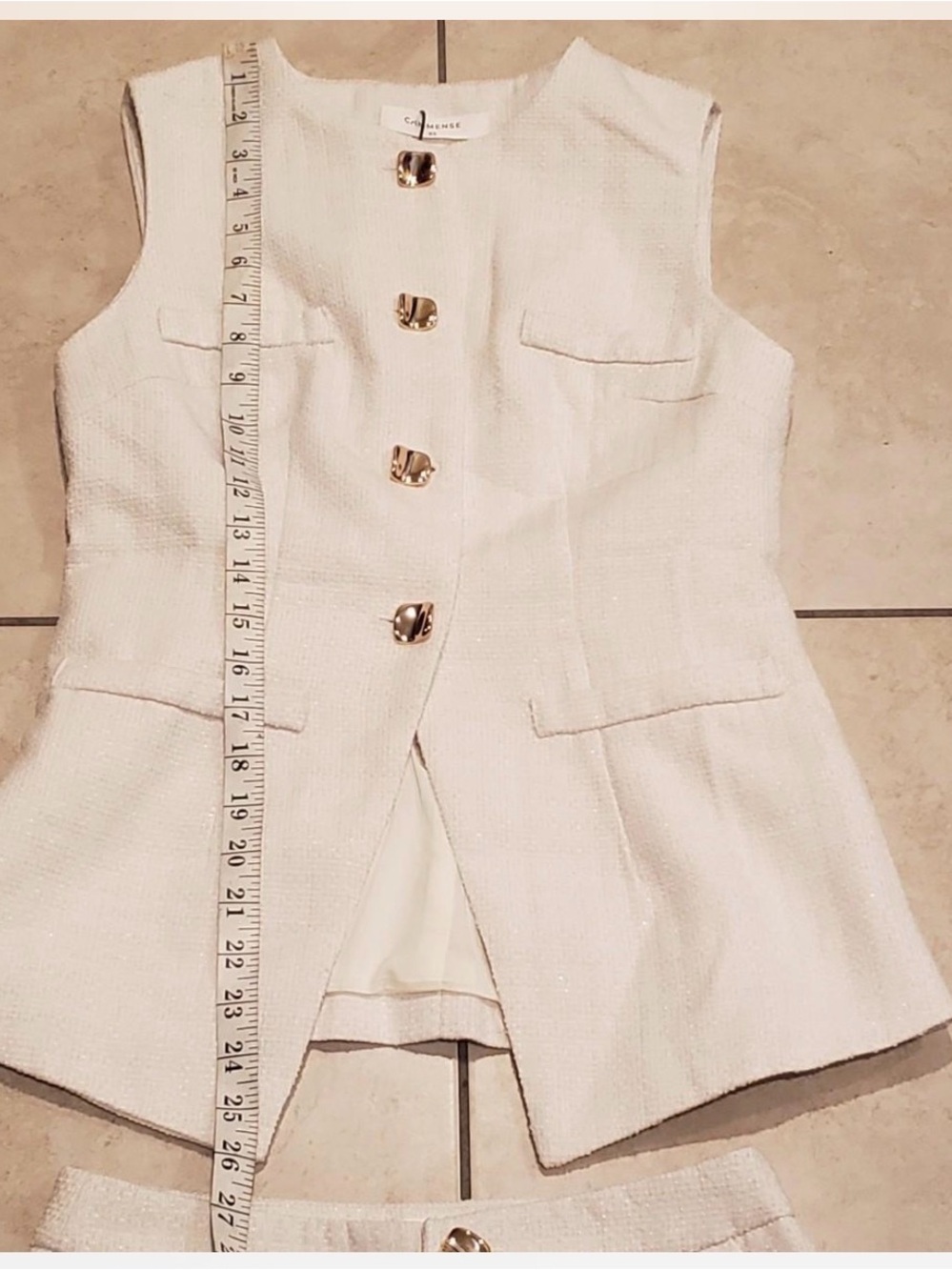 Commense Metal Button Tweed Vest & Short Set - Picture 6 of 8